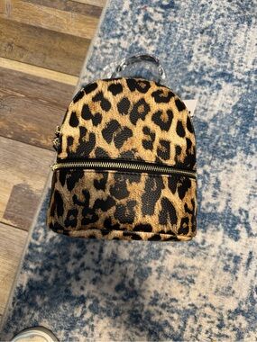 Steve Madden Leopard Print Mini Backpack in Tan and Black